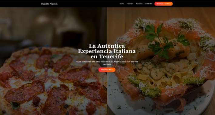 Captura del proyecto Pizzería Paganini